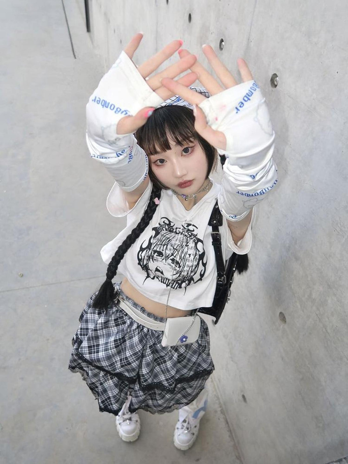 Alita26SS Cartoon Print Graphic Streetwear Women's Cotton Crop Tops