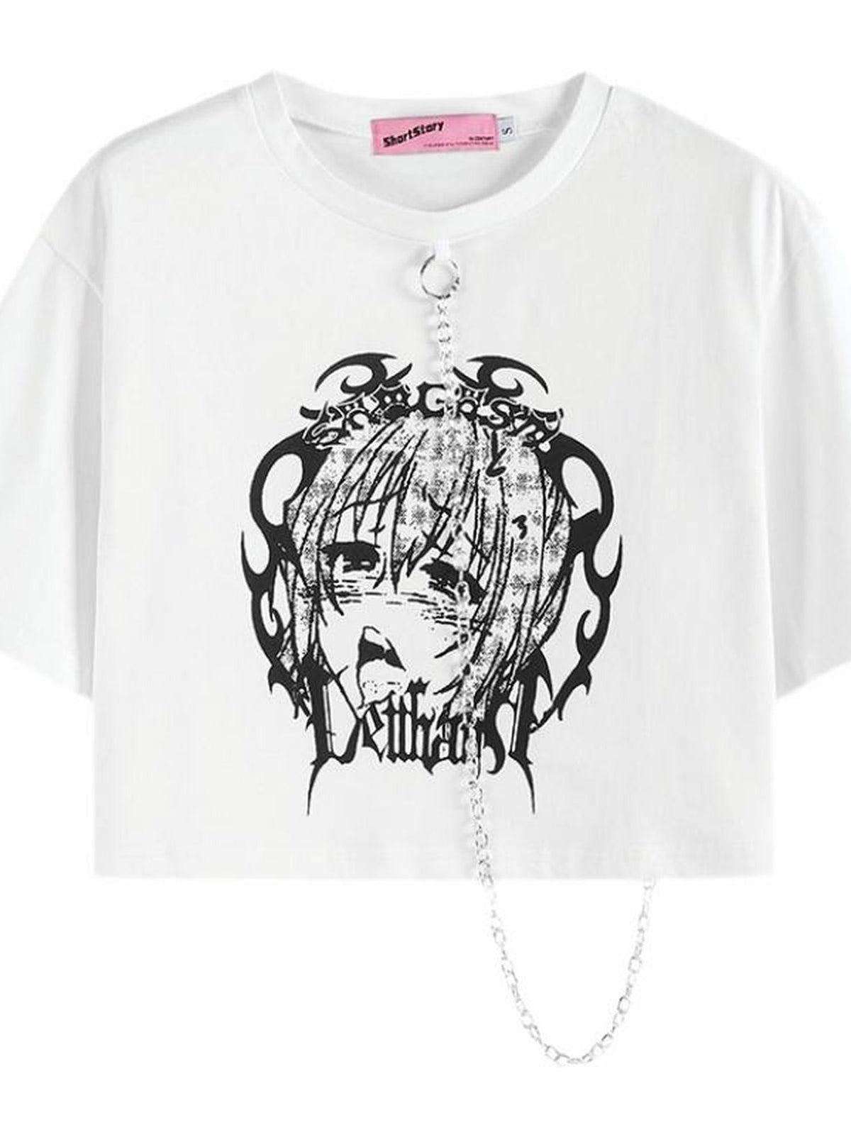 Alita26SS Cartoon Print Graphic Streetwear Women's Cotton Crop Tops
