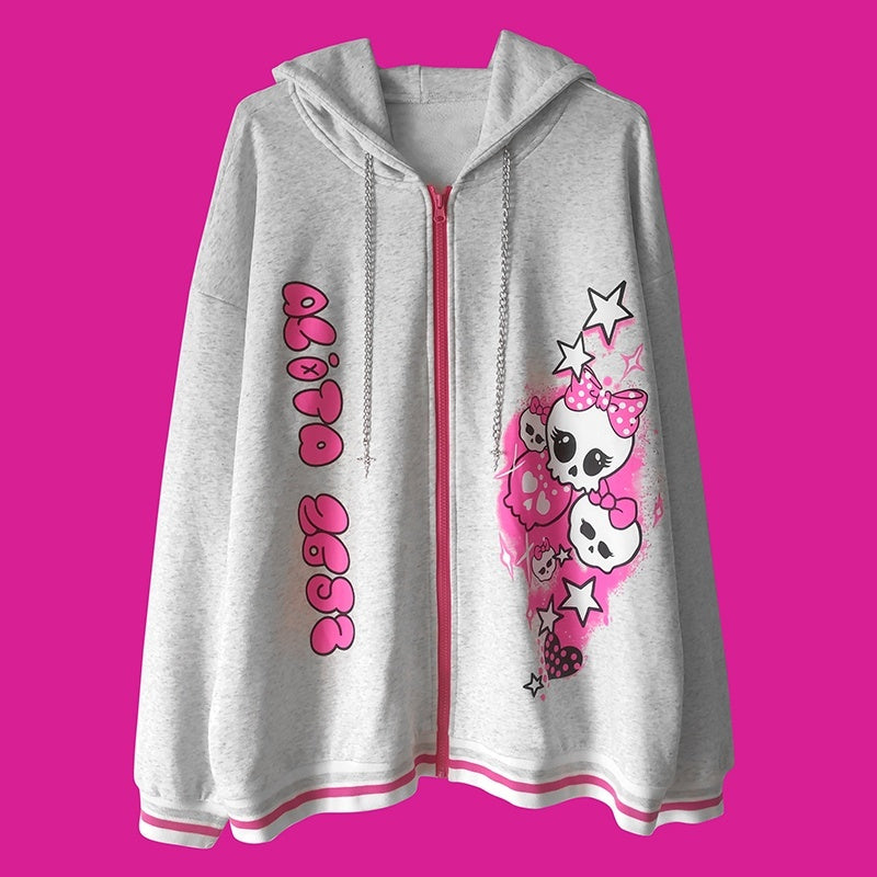 Alita26SS_Cartoon_Print_Loose_Fit_Fleece_Women's_Cotton_Zip-up_Hoodies_670339433288_MISSTT