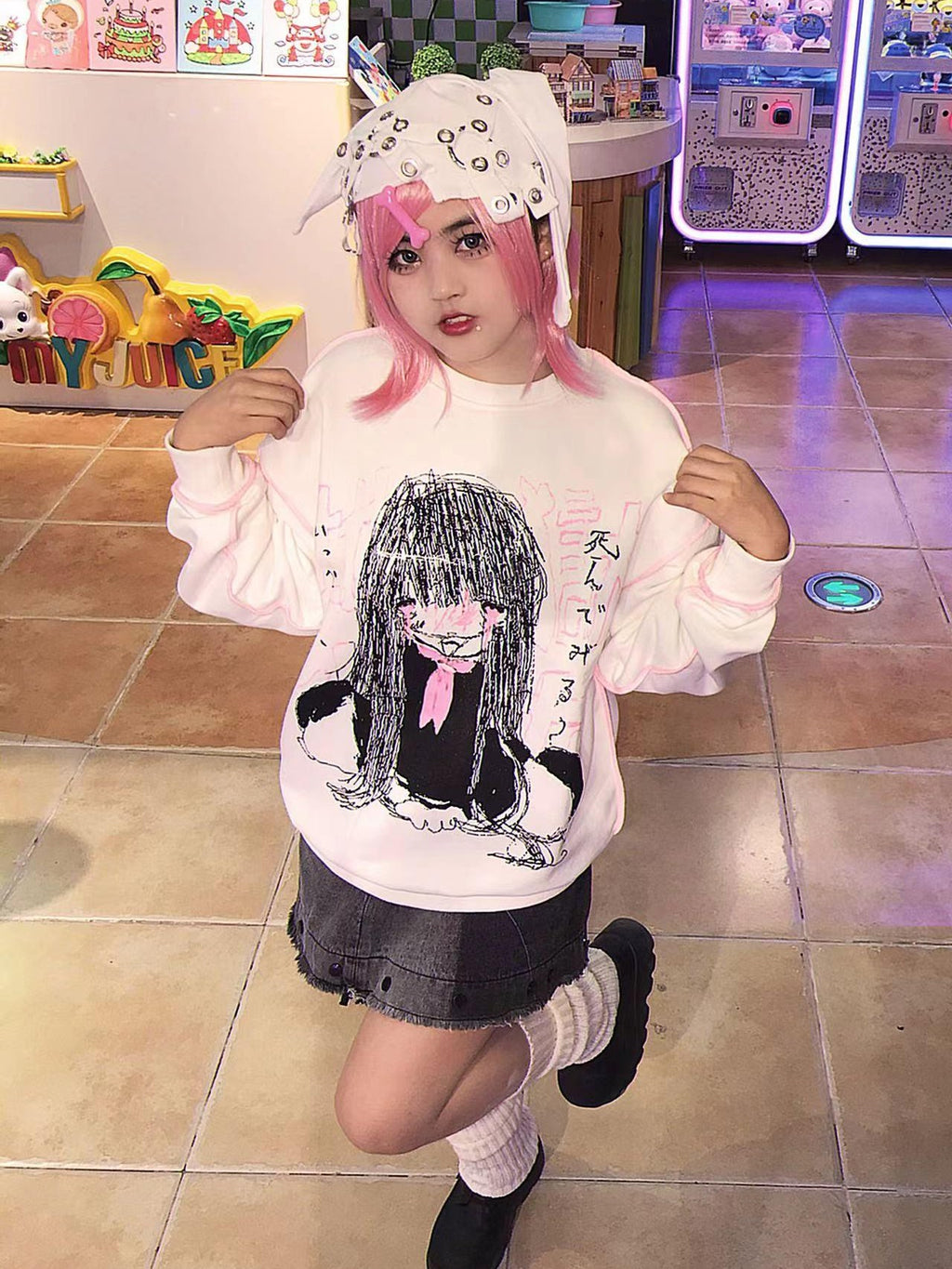 Alita26SS Cartoon Print Loose Long Sleeve Women's Cotton Sweatshirts