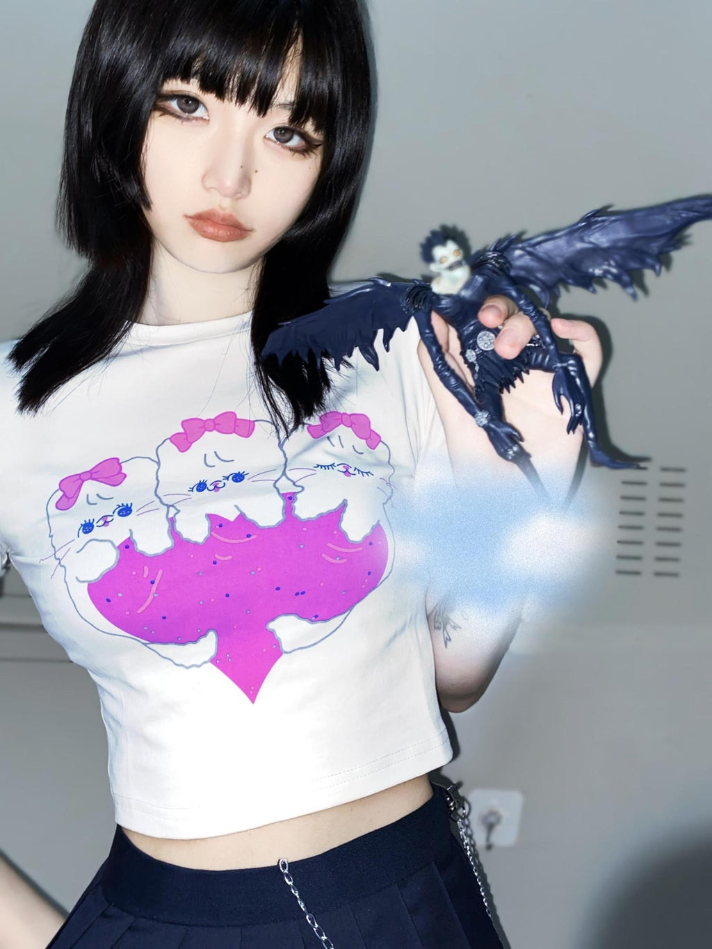 Alita26SS Cartoon Print Sweet Spicy Knit Women's Cotton Crop Tops