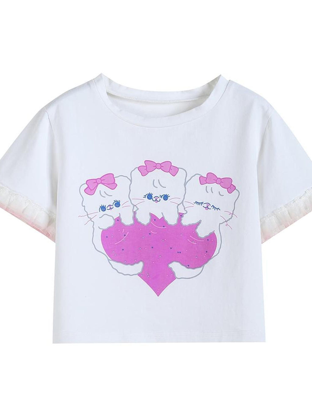 Alita26SS Cartoon Print Sweet Spicy Knit Women's Cotton Crop Tops
