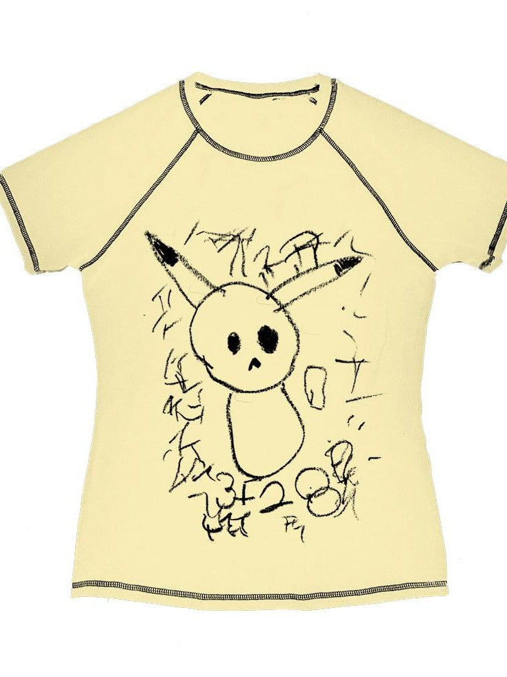 Alita26SS Cartoon Rock Print Cotton Women's Slim T-shirts