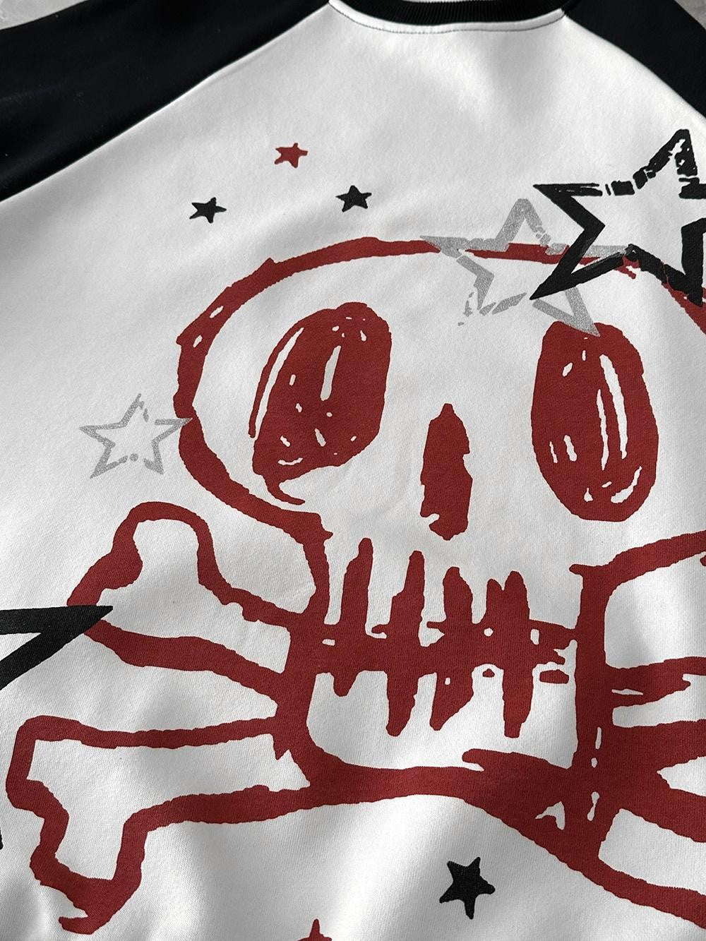 Alita26SS Cartoon Skull Print Loose Fit Cotton Women's Short Sleeve T-shirts