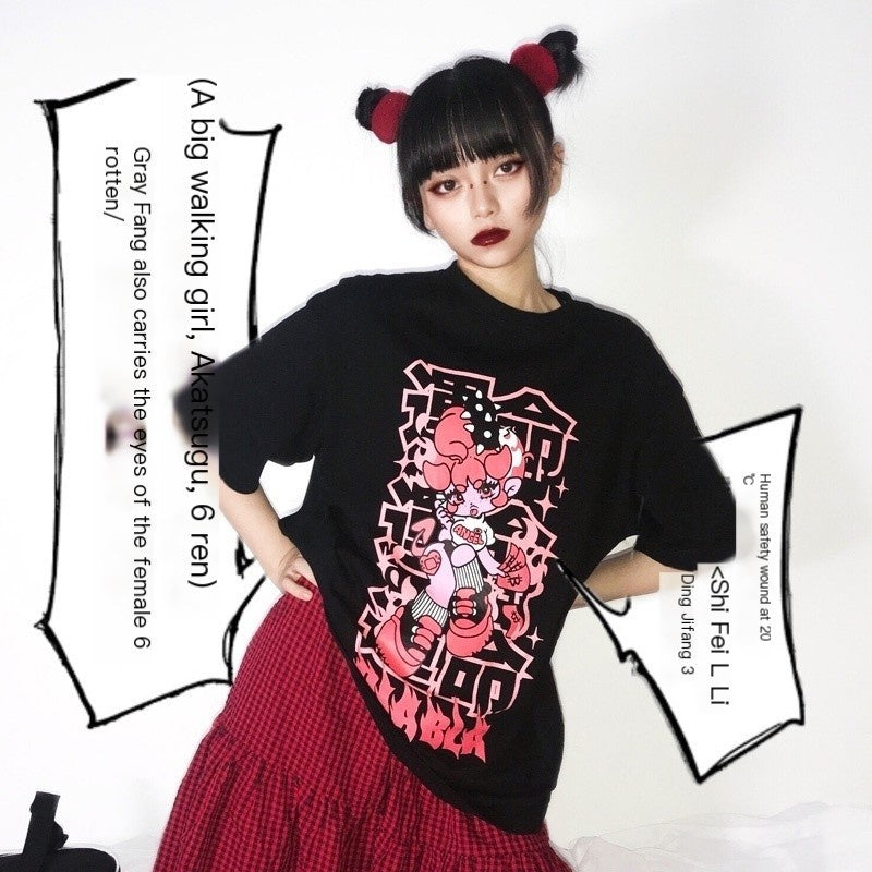 Alita26SS_Comic_Graphic_Print_Loose_Crewneck_Cotton_Women's_Short_Sleeve_T-shirts_617909397496_MISSTT