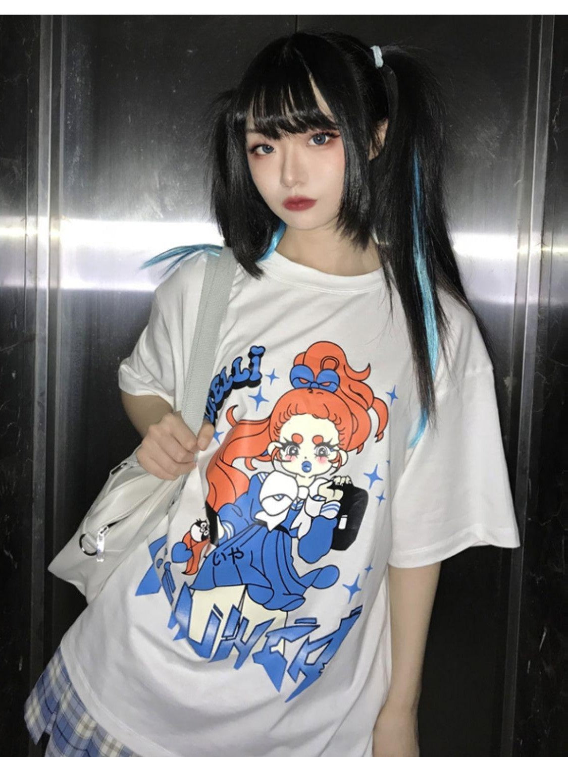 Alita26SS Comic Graphic Print Loose Crewneck Cotton Women's Short Sleeve T-shirts
