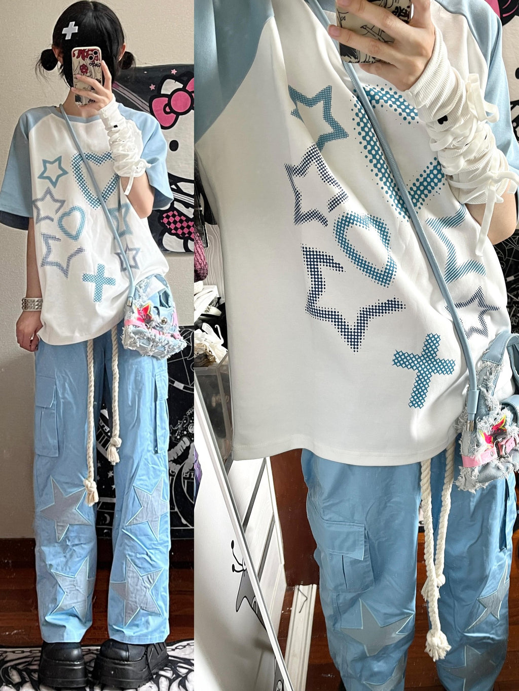 Alita26SS Cross Heart Print Loose Fit Women's Cotton Oversized T-shirts