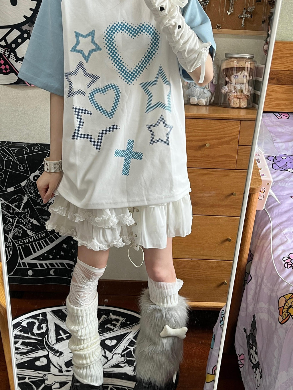 Alita26SS Cross Heart Print Loose Fit Women's Cotton Oversized T-shirts