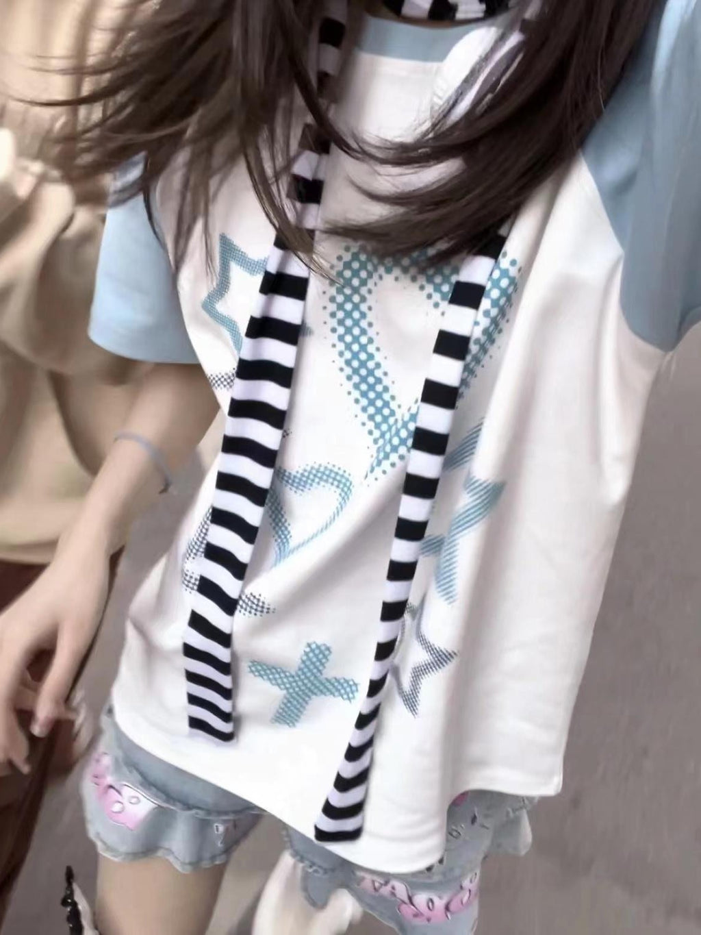 Alita26SS Cross Heart Print Loose Fit Women's Cotton Oversized T-shirts