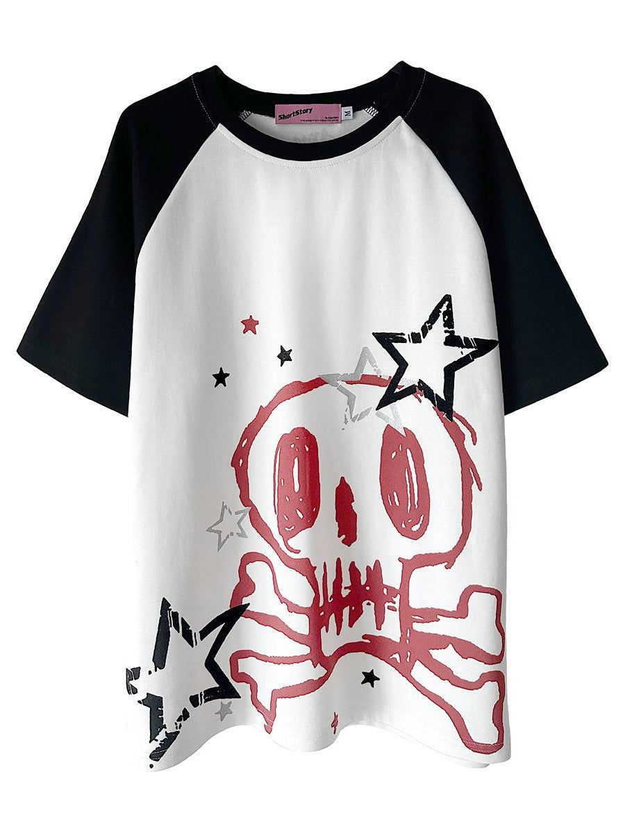 Alita26SS Cross Heart Print Loose Fit Women's Cotton Oversized T-shirts