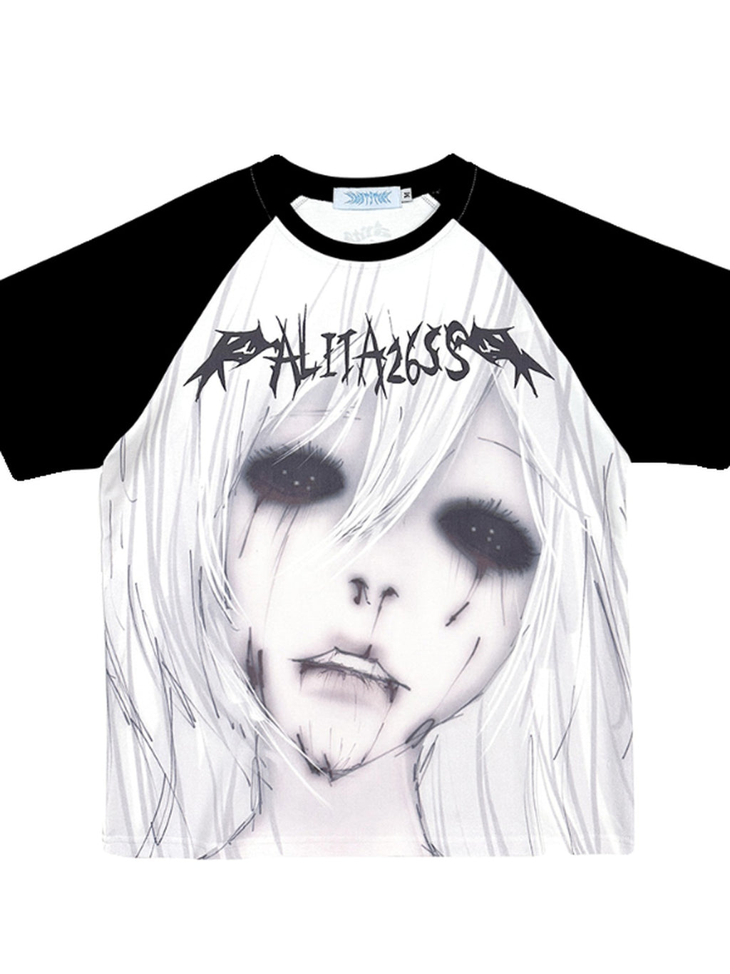 Alita26SS Dark Harajuku Print Raglan Sleeve Women's Cotton Loose Short Sleeve T-shirts