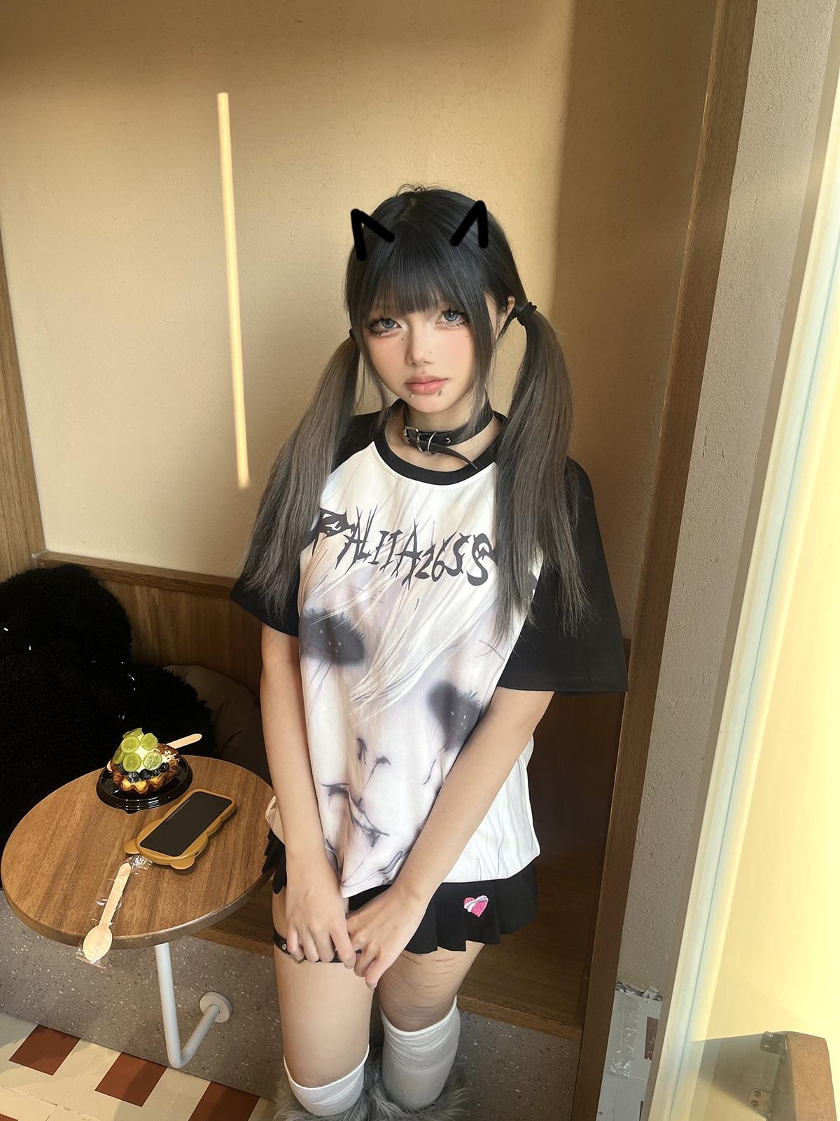 Alita26SS Dark Harajuku Print Raglan Sleeve Women's Cotton Loose Short Sleeve T-shirts