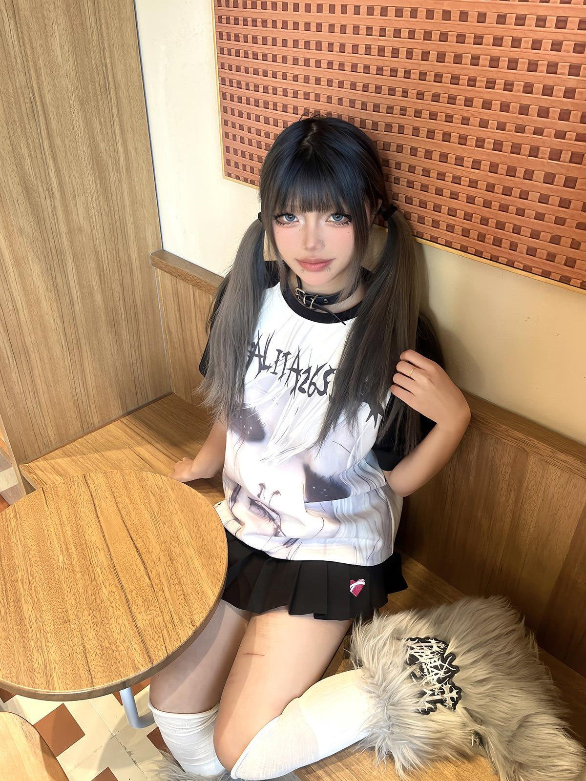 Alita26SS Dark Harajuku Print Raglan Sleeve Women's Cotton Loose Short Sleeve T-shirts