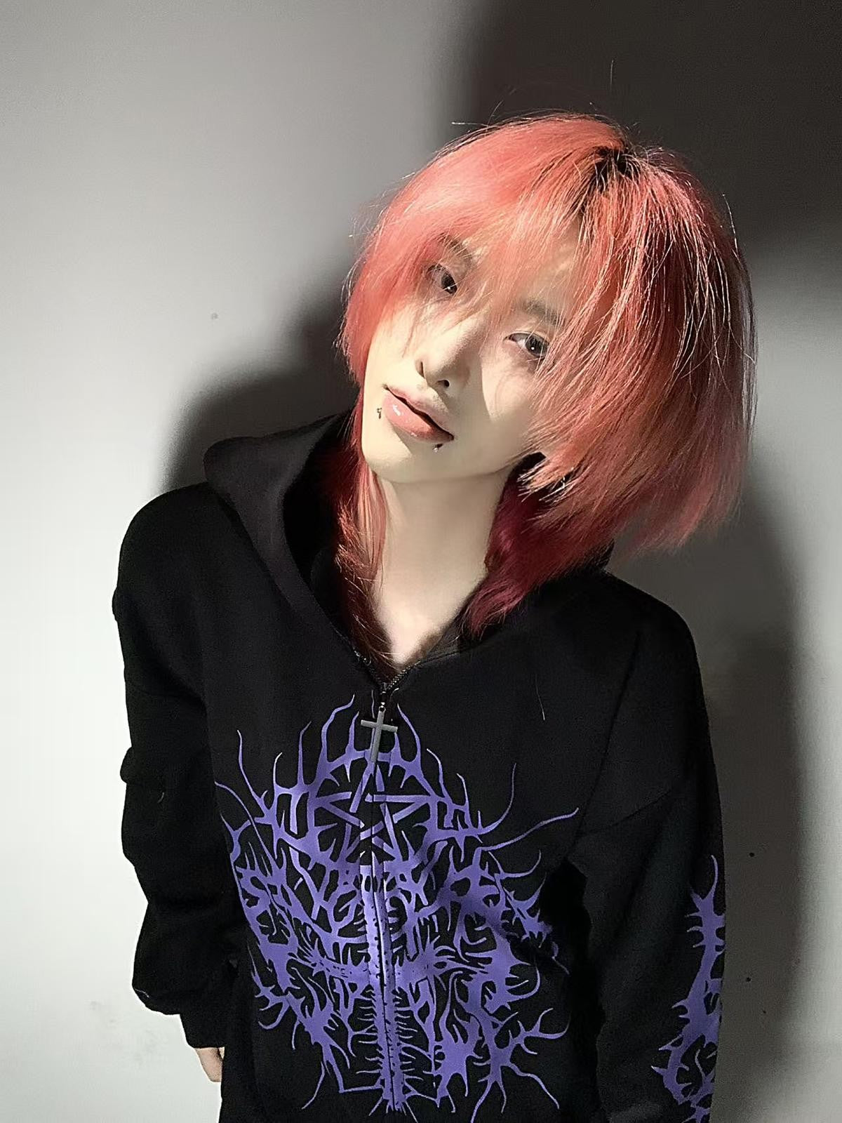 Alita26SS Dark Japanese Loose Thick Cotton Blend Women's Zip-up Hoodies