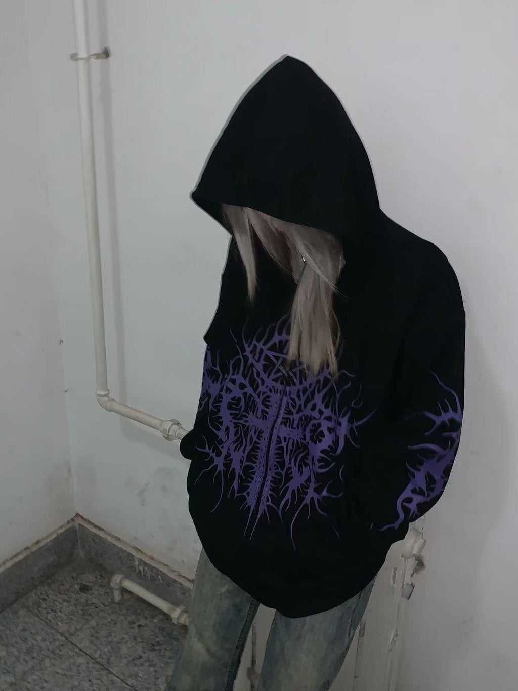 Alita26SS Dark Japanese Loose Thick Cotton Blend Women's Zip-up Hoodies