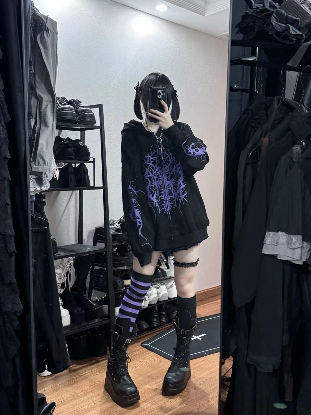 Alita26SS Dark Japanese Loose Thick Cotton Blend Women's Zip-up Hoodies