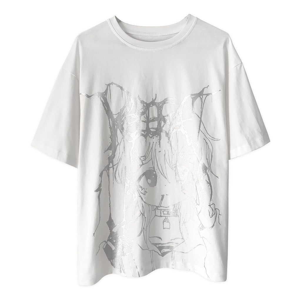 Alita26SS_Glow_Print_Anime_Cartoon_Women's_Cotton_Graphic_T-shirts_673278391128_MISSTT