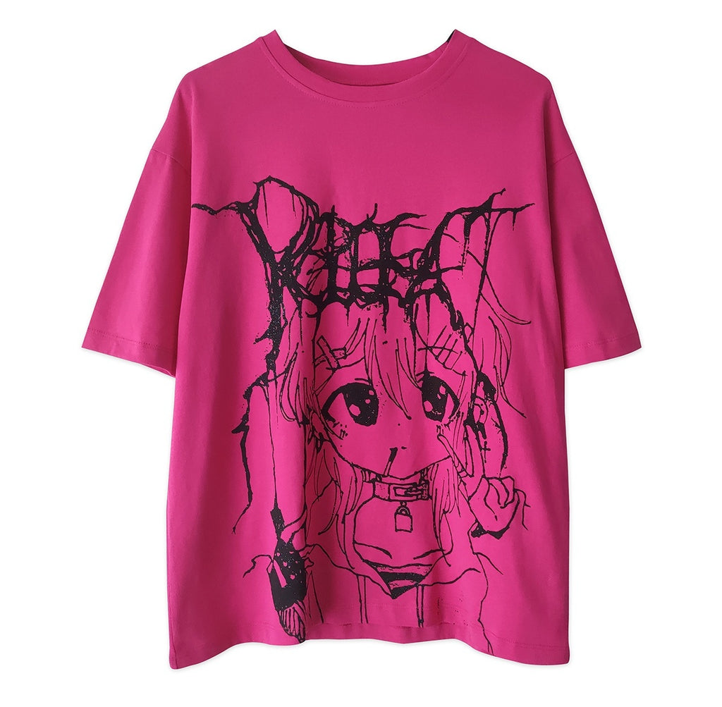 Alita26SS_Glow_Print_Anime_Cartoon_Women's_Cotton_Graphic_T-shirts_673278391128_MISSTT