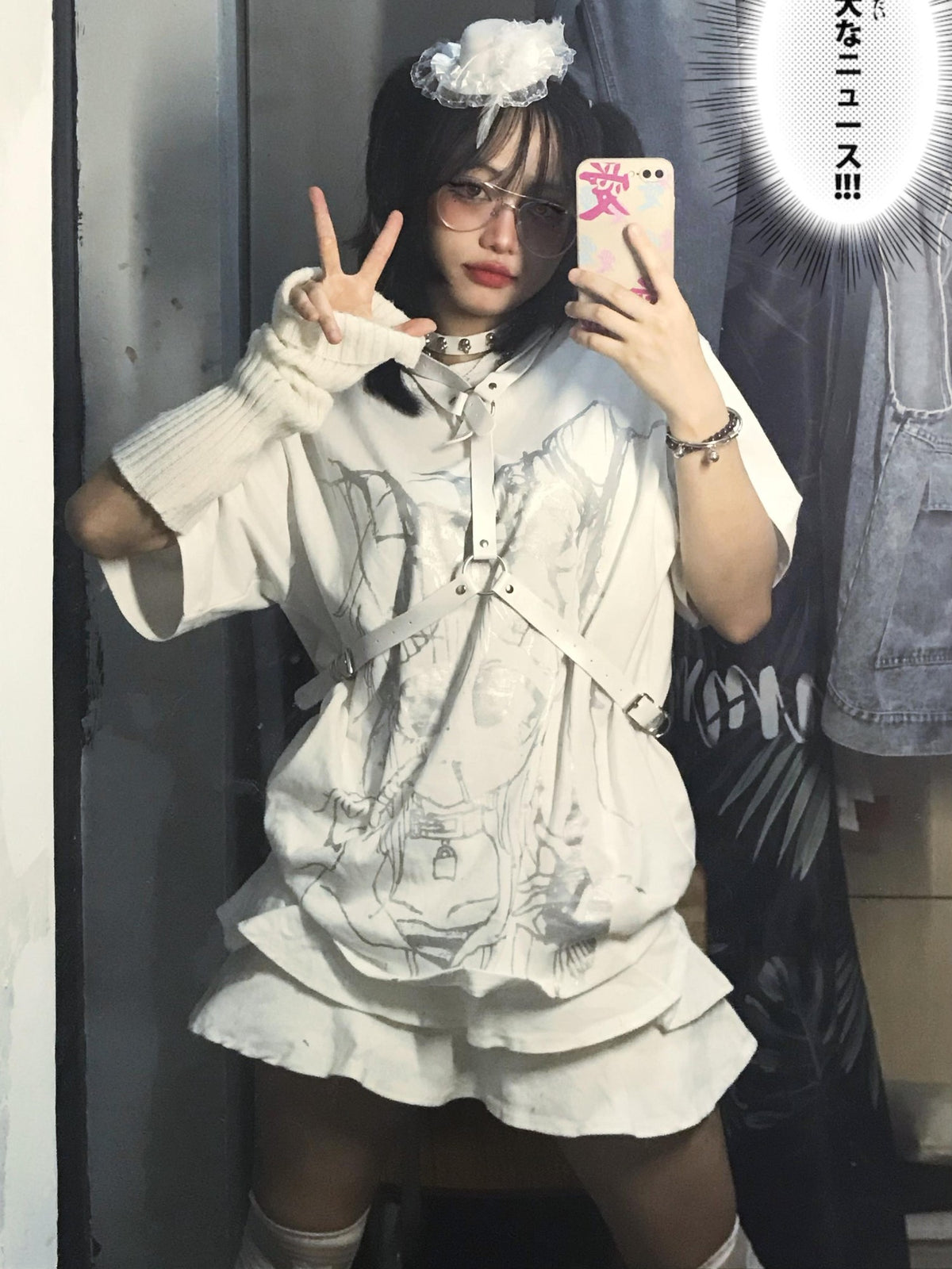 Alita26SS Glow Print Anime Cartoon Women's Cotton Graphic T-shirts