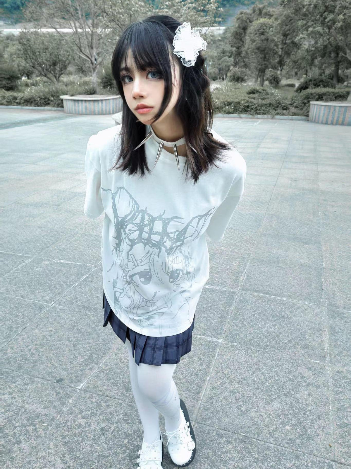 Alita26SS Glow Print Anime Cartoon Women's Cotton Graphic T-shirts