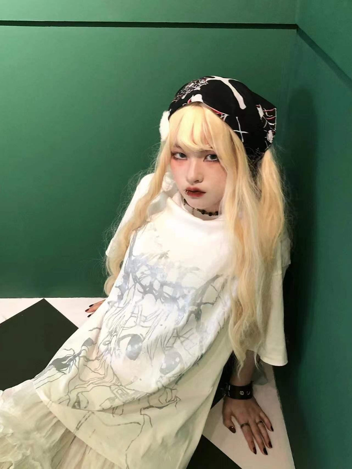 Alita26SS Glow Print Anime Cartoon Women's Cotton Graphic T-shirts