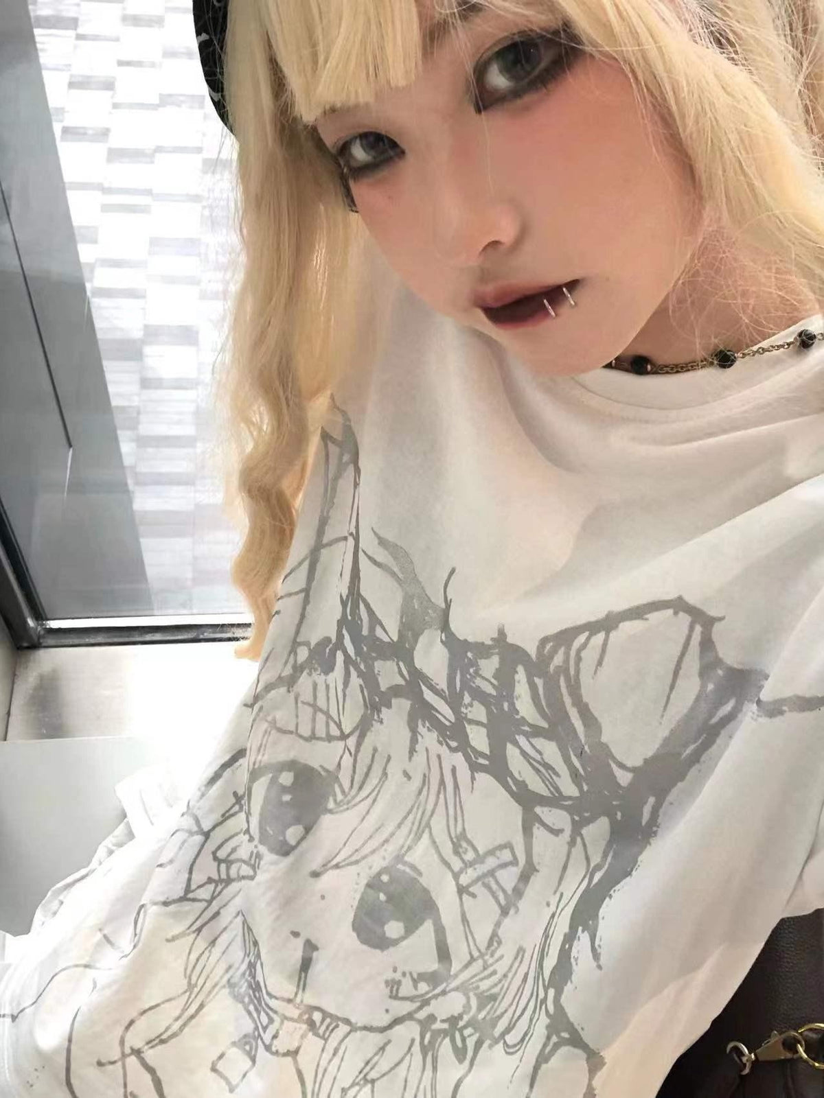 Alita26SS Glow Print Anime Cartoon Women's Cotton Graphic T-shirts