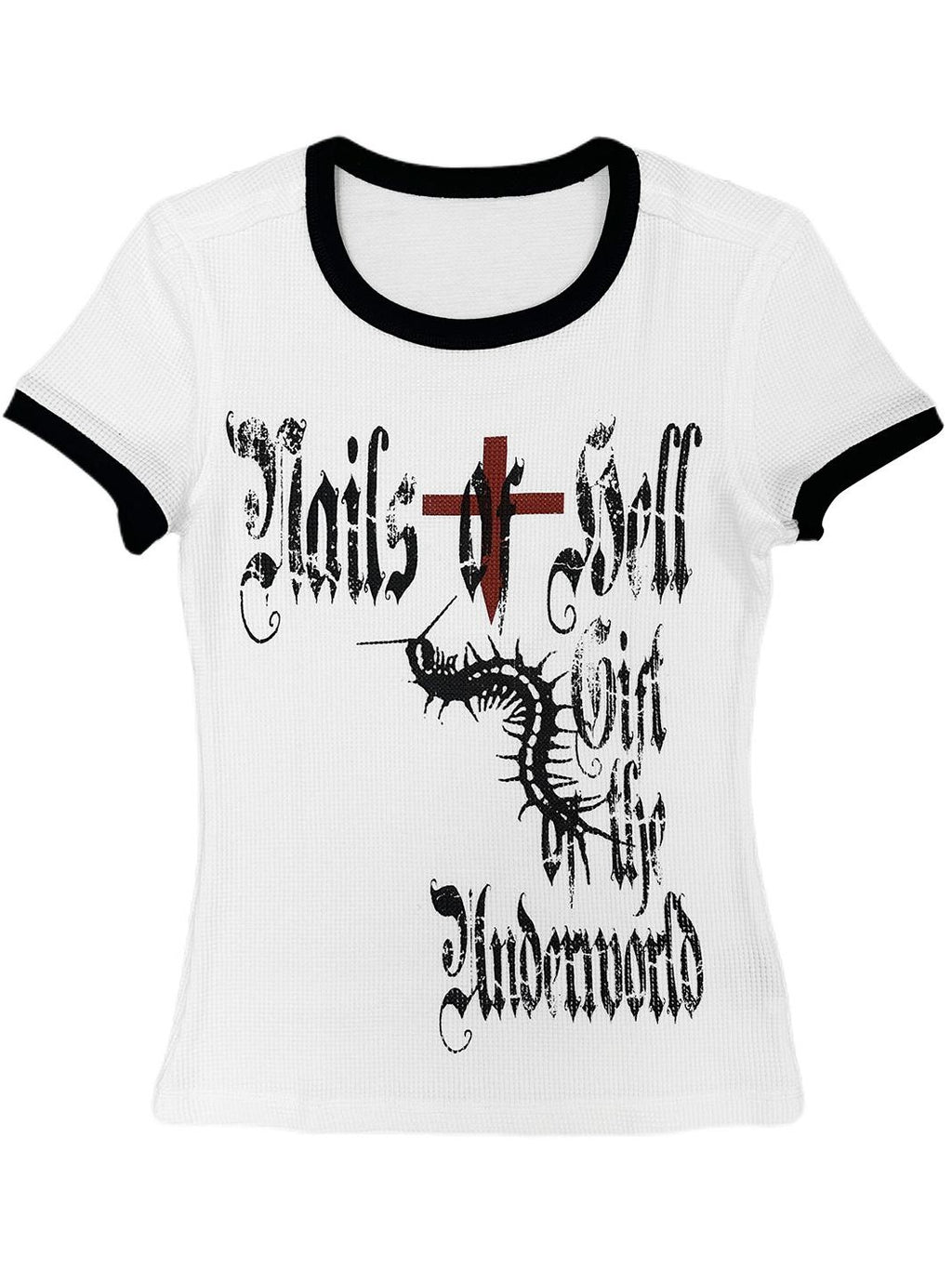 Alita26SS Gothic Cross Graphic Y2k Women's Cotton Crop Slim T-shirts