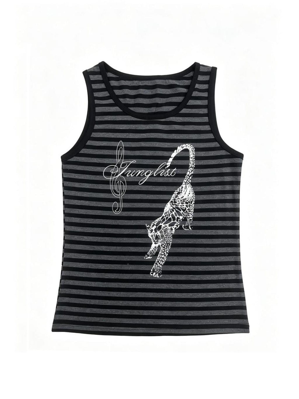 Alita26SS Gothic Striped Print Slim Fit Cropped Women's Cotton Tank Tops