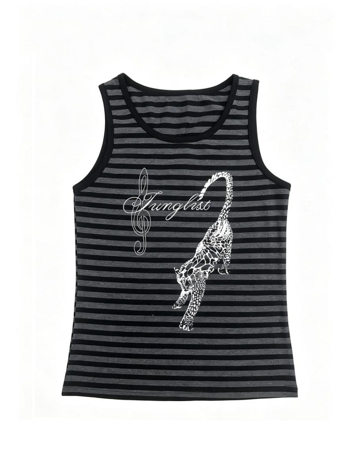 Alita26SS Gothic Striped Print Slim Fit Cropped Women's Cotton Tank Tops