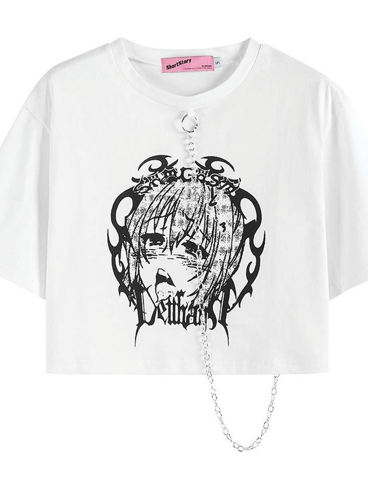 Alita26SS Harajuku Graphic Print Round Neck Cotton Women's Crop Tops