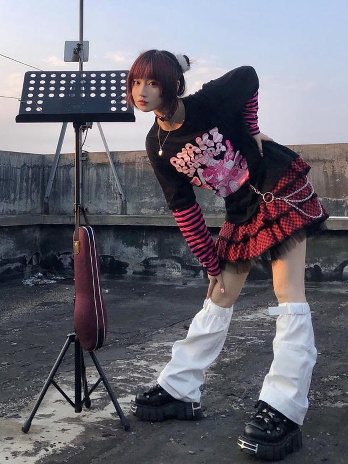 Alita26SS Harajuku Lace Plaid Pleated Sweet Japanese Women's Tiered Skirts