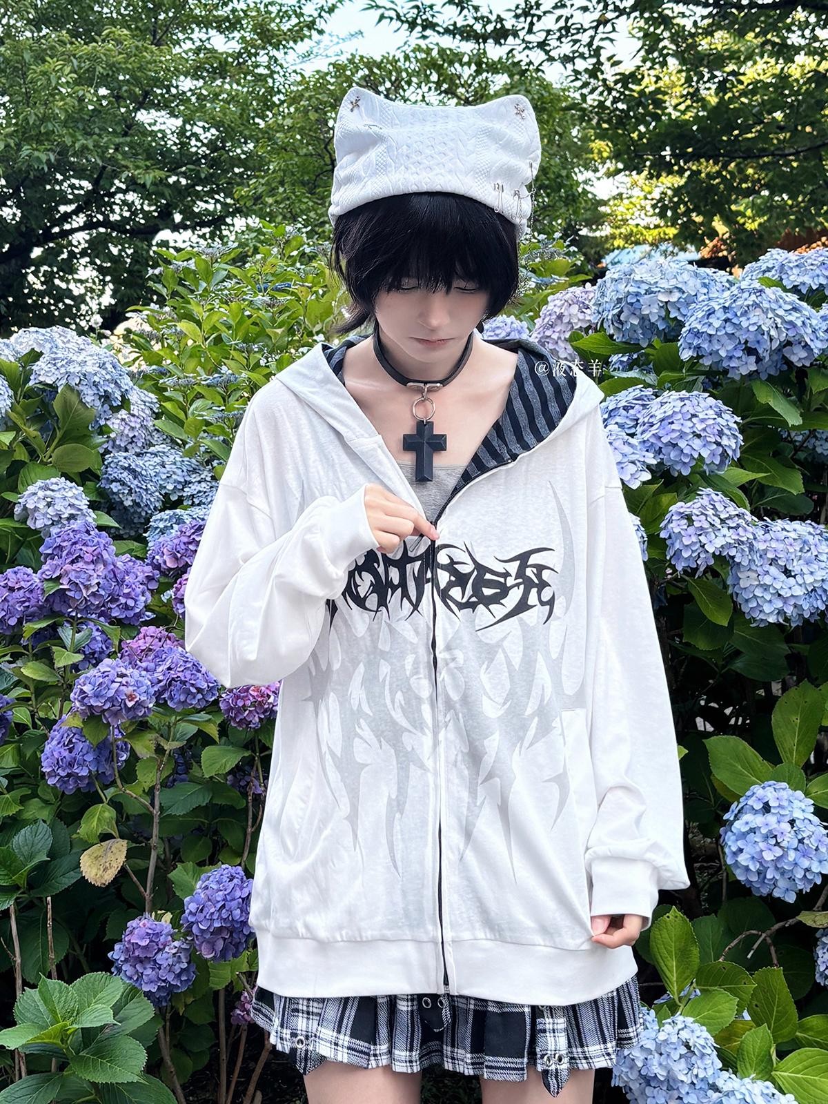 Alita26SS Japanese Style Loose Fit Thin Cotton Women's Zip-up Hoodies