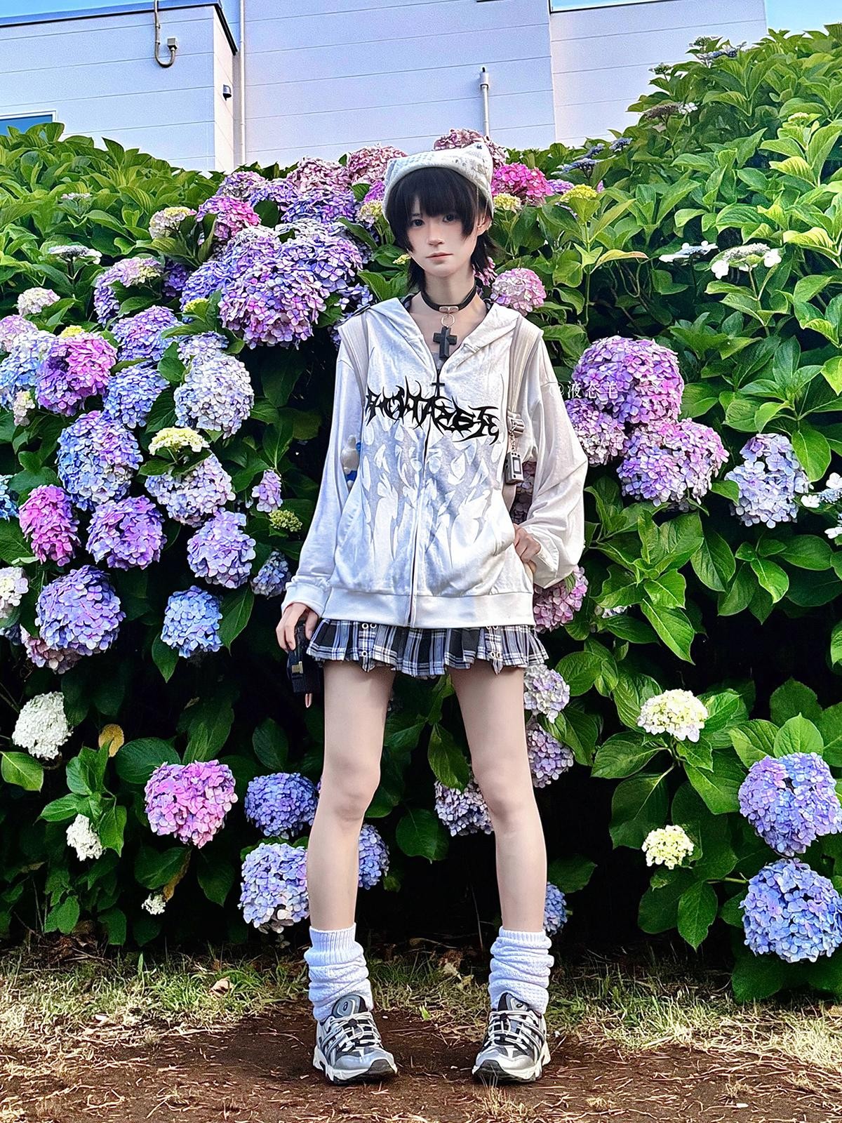 Alita26SS Japanese Style Loose Fit Thin Cotton Women's Zip-up Hoodies