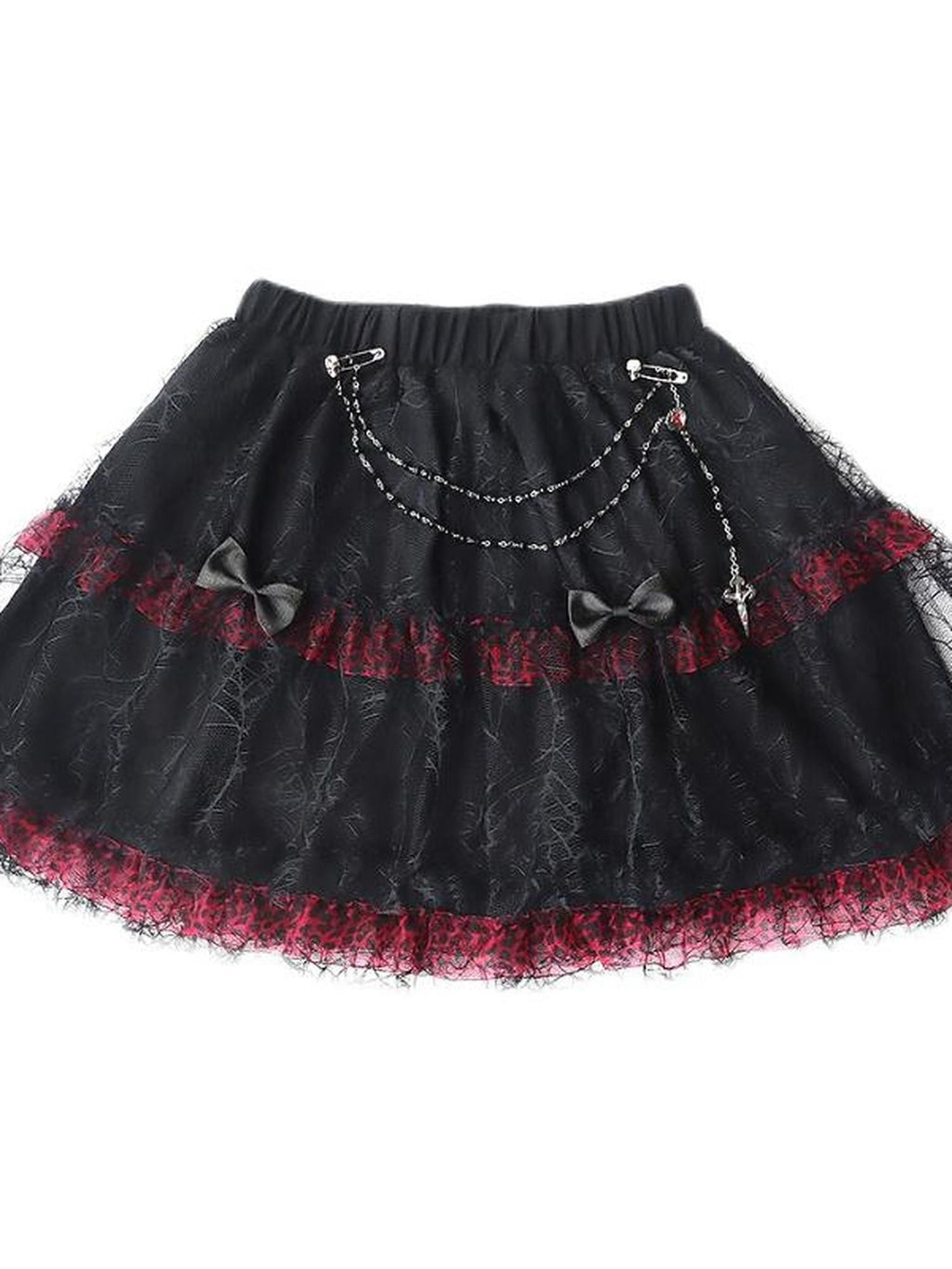 Alita26SS Leopard Print Lace Gothic High Waist A Line Women's Brocade Tiered Skirts