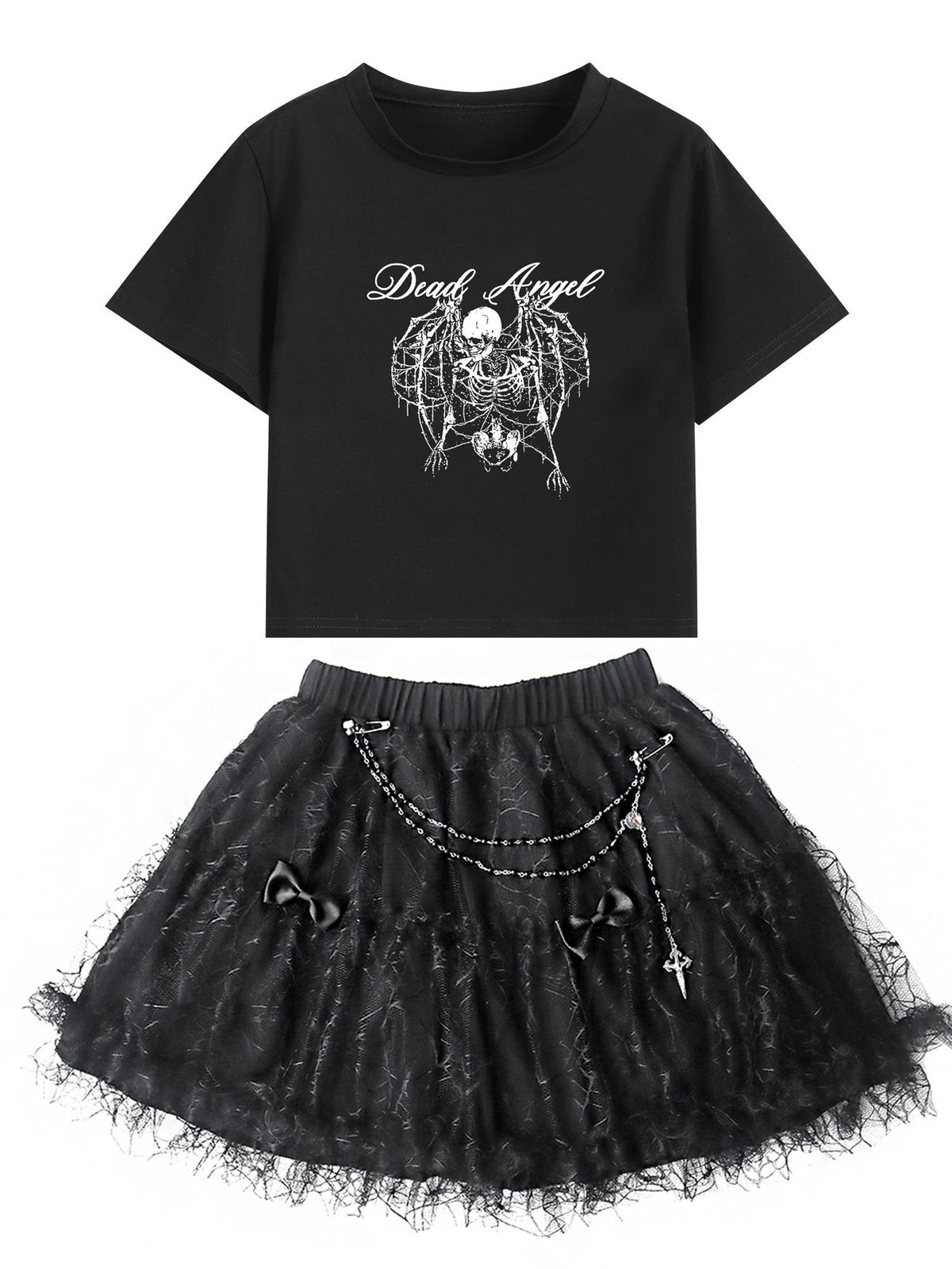 Alita26SS Leopard Print Lace Gothic High Waist A Line Women's Brocade Tiered Skirts