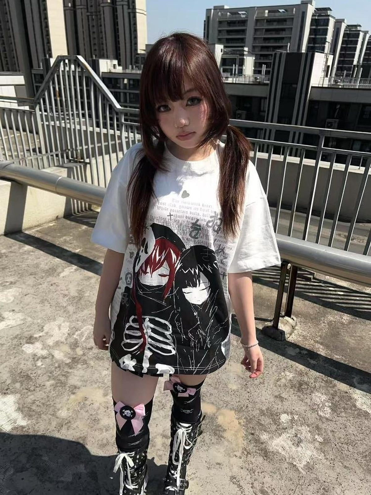 Alita26SS Loose Fit Heart Print Women's Cotton Short Sleeve T-shirts