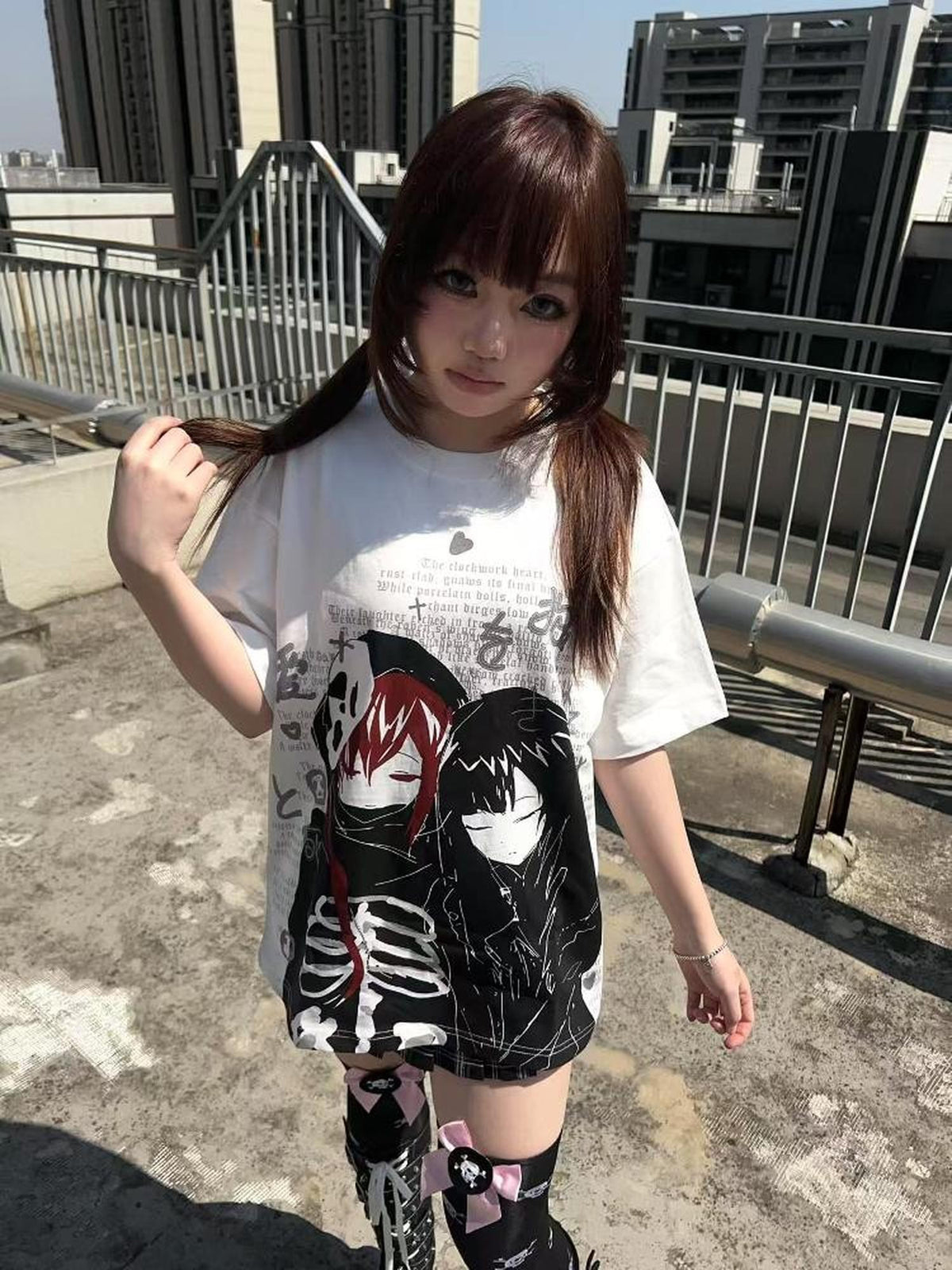 Alita26SS Loose Fit Heart Print Women's Cotton Short Sleeve T-shirts