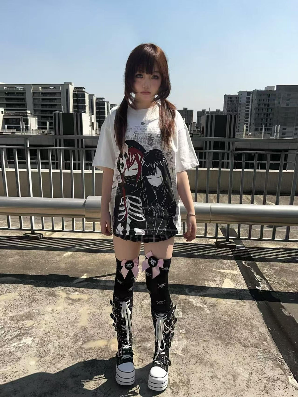 Alita26SS Loose Fit Heart Print Women's Cotton Short Sleeve T-shirts