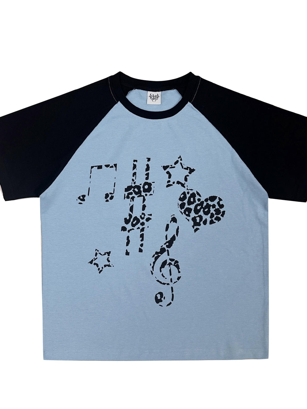 Alita26SS Loose Raglan Graffiti Print Cross Round Neck Cotton Women's Short Sleeve T-shirts