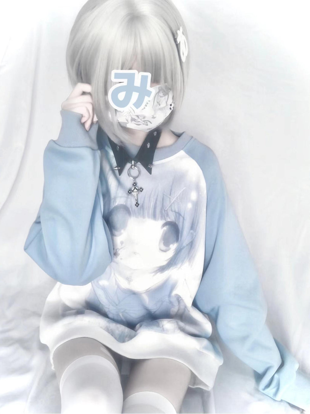 Alita26SS Oversized Raglan Sleeve Cartoon Anime Print Women's Cotton Sweatshirts