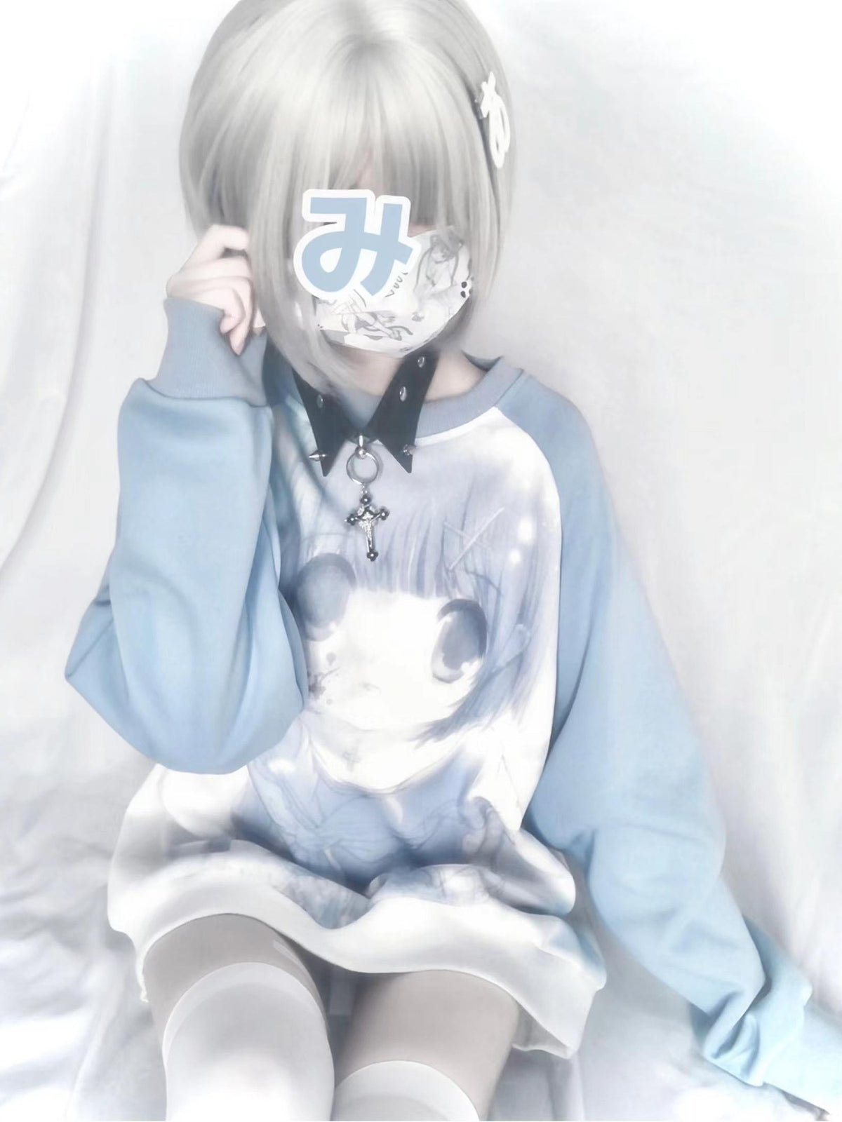 Alita26SS Oversized Raglan Sleeve Cartoon Anime Print Women's Cotton Sweatshirts