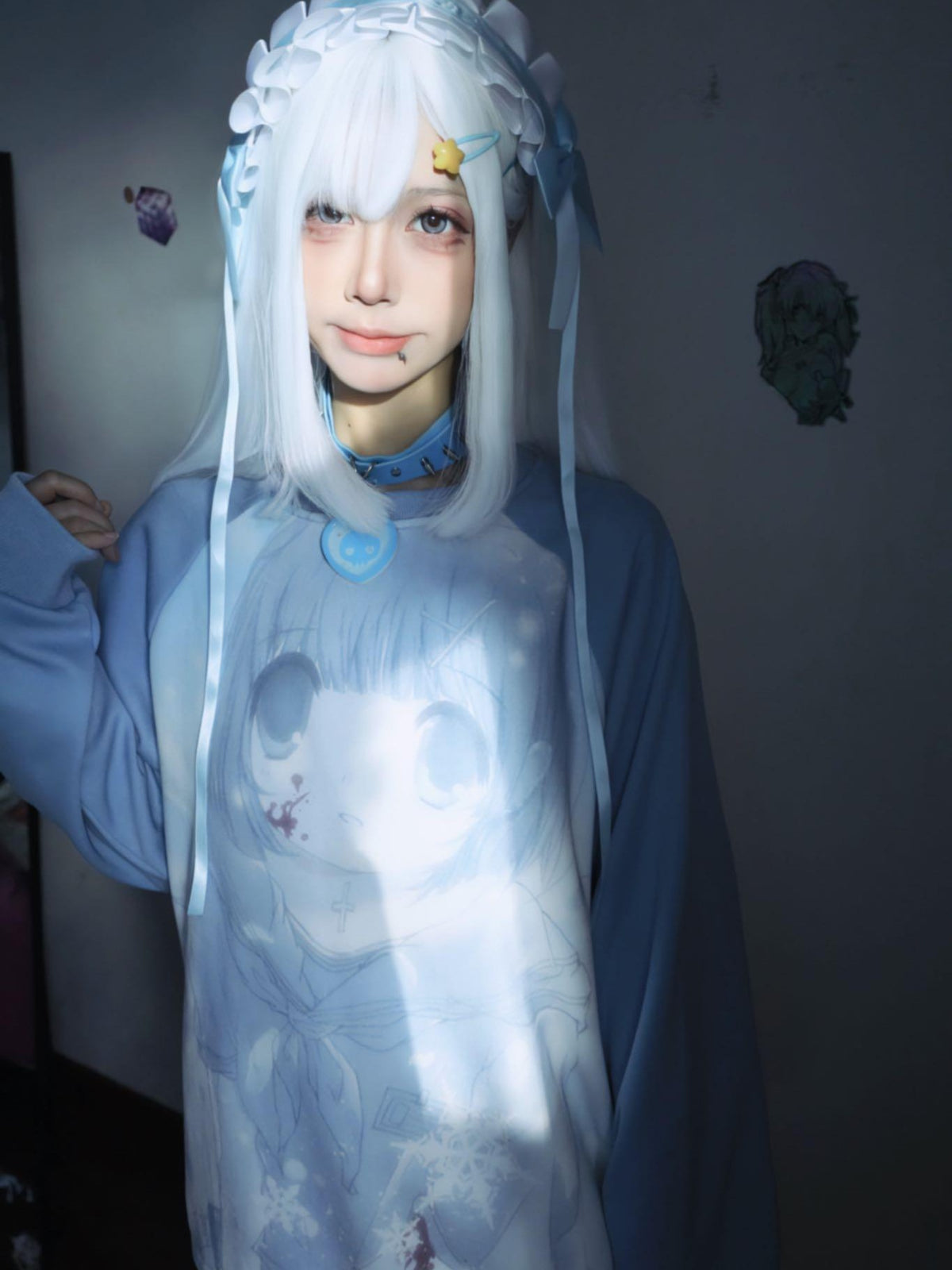 Alita26SS Oversized Raglan Sleeve Cartoon Anime Print Women's Cotton Sweatshirts