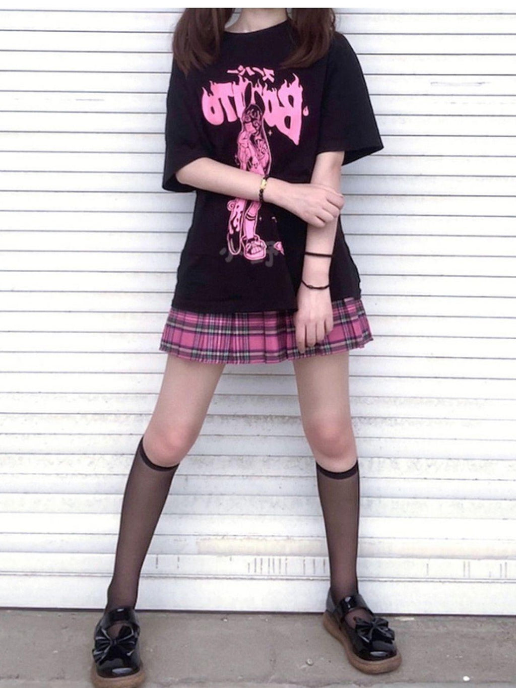 Alita26SS Plaid High Waist Button Zip A Line Cotton Women's Pleated Skirts