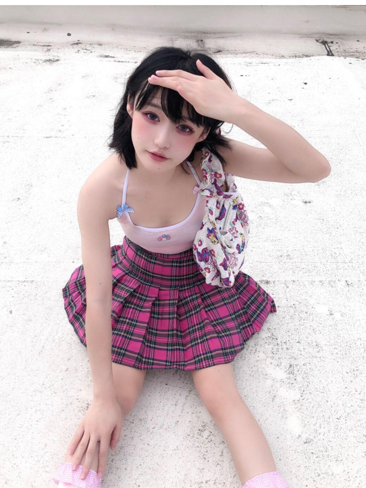 Alita26SS Plaid High Waist Button Zip A Line Cotton Women's Pleated Skirts