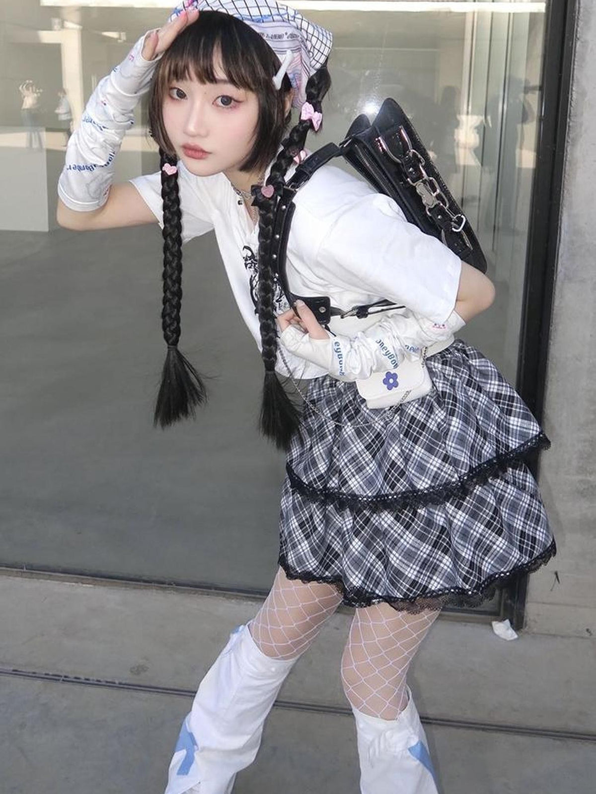 Alita26SS Plaid Print Japanese Sweet Style Women's Short Tiered Skirts
