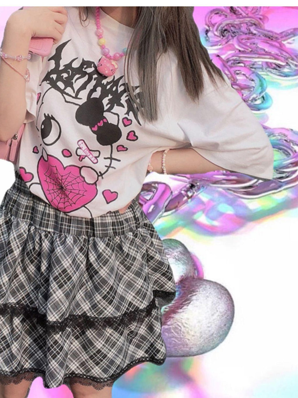 Alita26SS Plaid Print Japanese Sweet Style Women's Short Tiered Skirts