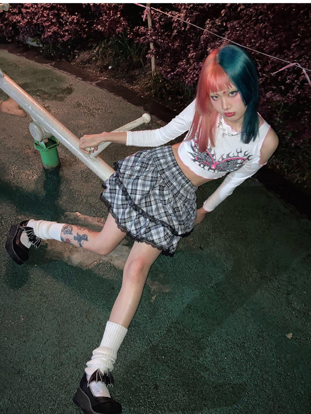 Alita26SS Plaid Print Japanese Sweet Style Women's Short Tiered Skirts