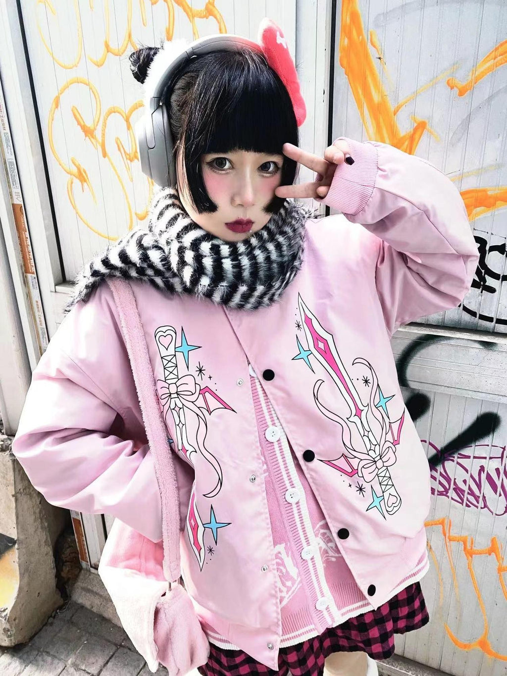 Alita26SS Print Hooded Loose Fit Cotton Women's Casual Jackets