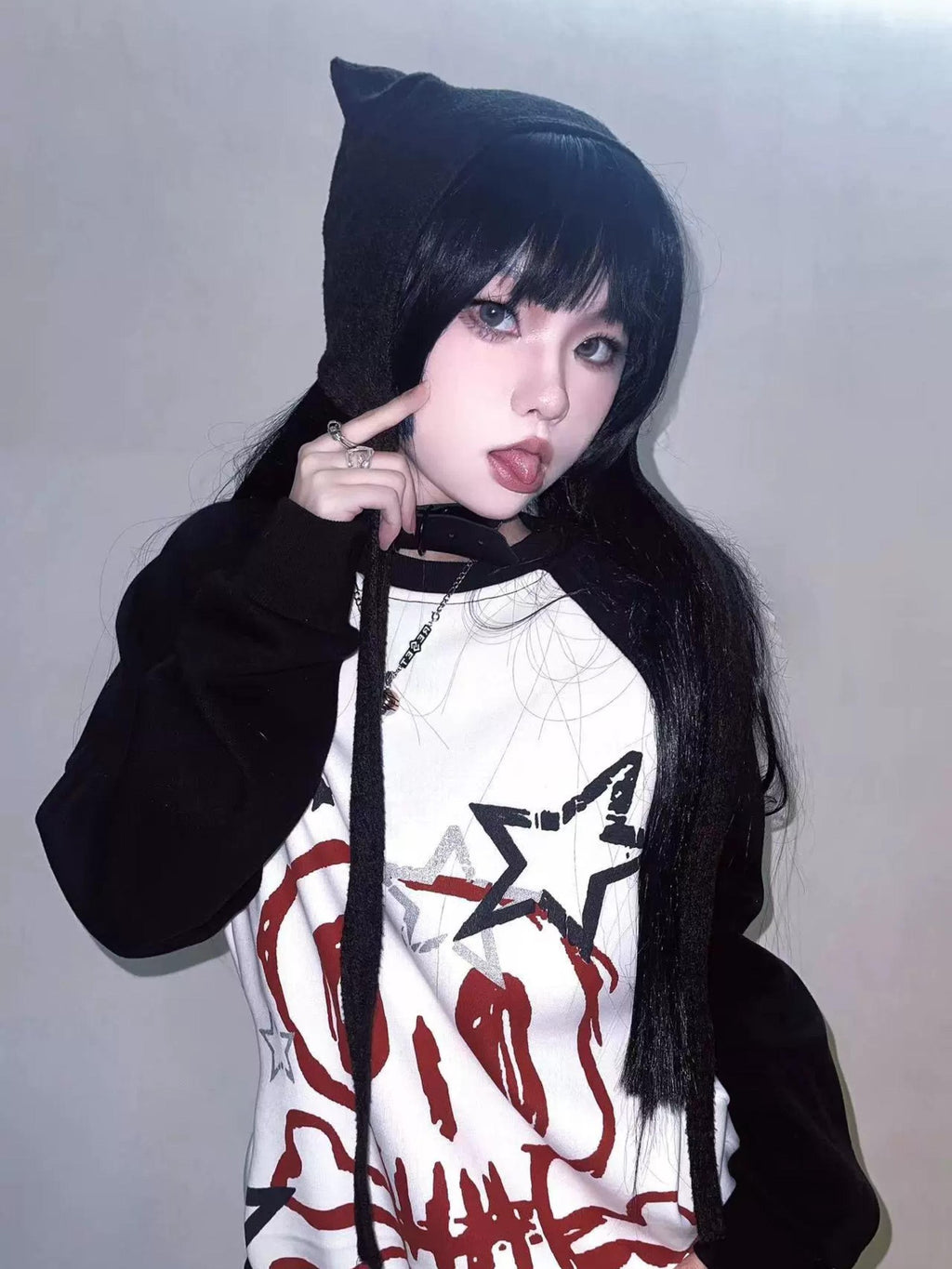 Alita26SS Print Raglan Sleeve Loose Fit Cotton Women's Sweatshirts