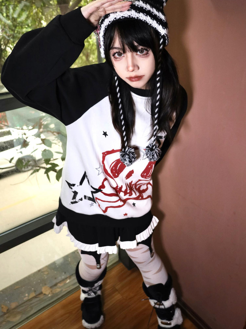 Alita26SS Print Raglan Sleeve Loose Fit Cotton Women's Sweatshirts